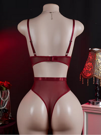 Body de Encaje Transparente con Aro – Color Vino